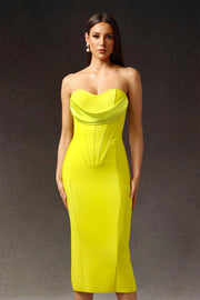 Suku Sleeveless Fish Bone Bandage Midi Dress